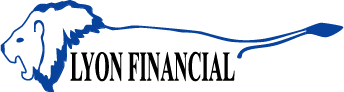 Logo of Lyon Financial featuring a blue outline of a lion's head and mane on the left, with the text "Lyon Financial" in bold blue letters to its right.